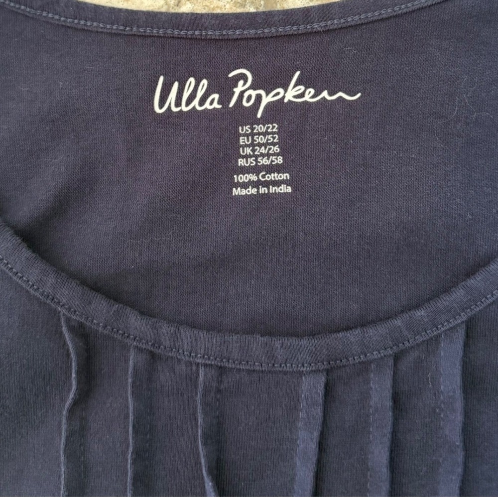 Ulla Popken 100% Cotton Maxi Dress Blue Pin Pleated Front Pockets Size 20/22 - Picture 3 of 6